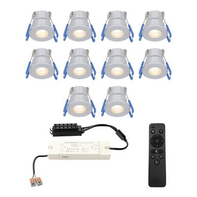 Set van 10 Milano LED Mini Inbouwspots met trafo - 12 Volt 3 Watt 200 lumen - Dimbaar - Plat 34mm - 2700K - IP65 waterdicht - Grijs - Veranda Spotjes - Overkapping Spotjes