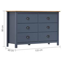 Dressoir Hill 125x40x80 cm massief grenenhout grijs - thumbnail
