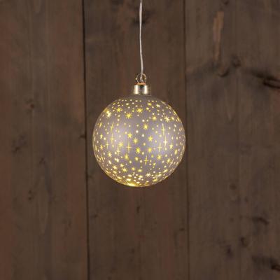 B.O.T. Ball Glass Matt Champagne With Stars 10 cm kerstverlichting Anna's Collection - Annas collection
