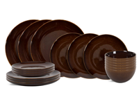 Cookinglife Serviesset Sabi Bruin 18-delig / 6 personen - 6 dinerborden, 6 ontbijtborden en 6 kommen - thumbnail