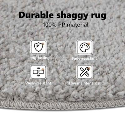 VidaXL Antislip shaggy tapijt grijs 120 x 120 cm pp