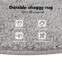 VidaXL Antislip shaggy tapijt grijs 120 x 120 cm pp - thumbnail