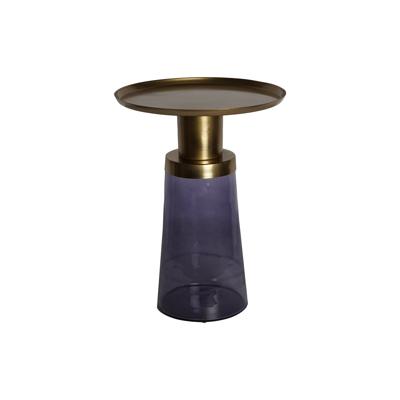 Bijzettafel DKD Home Decor 37 x 37 x 50 cm Kristal Blauw Gouden Ijzer