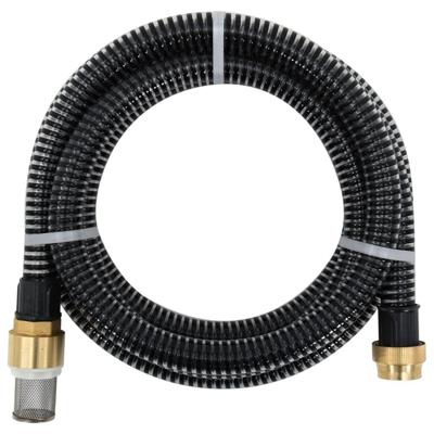 VidaXL Zuigslang met messing koppelingen 1,1'' 5 m pvc zwart