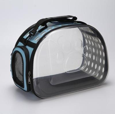 Outdoor opvouwbare transparante puppy reizen ademende draagtassen schoudertassen (blauw)