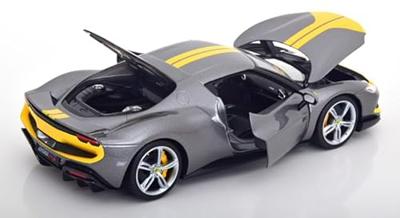 Bburago Ferrari R&P 296GTB Assetto Fiorano, grau/gelb 1:18 Auto