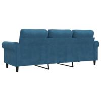 Driezitsbank 180 cm fluweel blauw - thumbnail