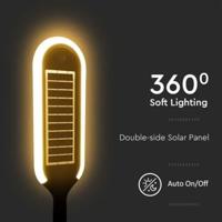 V-TAC VT-945 Solar Tuinpaal Verlichting - IP65 Waterdicht - Wit + Zwart - 5W- 400 Lumen - - thumbnail