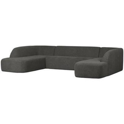 WOOOD Lounge U-Bank 'Sloping' Chenille, kleur Antraciet