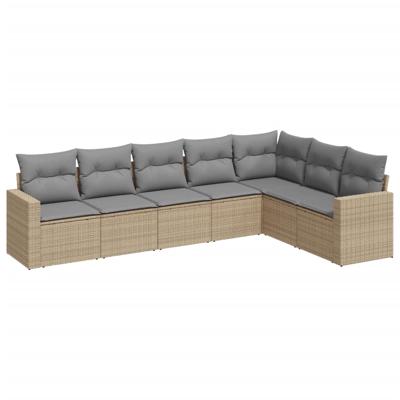 8-delige Loungeset met kussens poly rattan beige