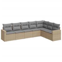 8-delige Loungeset met kussens poly rattan beige - thumbnail