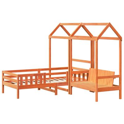 Kinderbed met huisje massief grenenhout wasbruin 80x200 cm