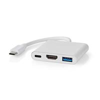 USB Multi-Port Adapter | USB 3.2 Gen 1 | USB-C Male | HDMI Output / USB-A Female / USB-C Female | 5 Gbps | 0.10 m | Rond | Vernikkeld | PVC | Wit - thumbnail