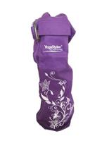 Paarse Yogatas Wit Geborduurd Bloemmotief Ruimte voor Handdoek - thumbnail