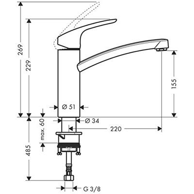 Hansgrohe Focus keukenkraan Chroom - thumbnail