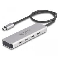 Delock 64231 64231 USB-hub 4 poorten USB-C USB 3.2 Gen2 10 GBit/s Met USB-C stekker Grijs - thumbnail