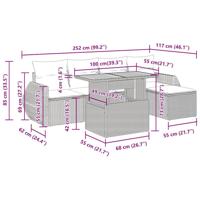 6-delige Loungeset met kussens poly rattan zwart - thumbnail