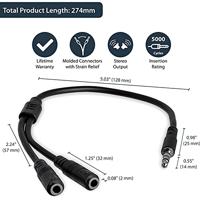 .com Adapter voor headsets met aparte koptelefoon-/microfoonstekkers - 3,5 mm 4 positie naar 2x 3 positie 3,5 mm M/F - Splitser voor hoofdset - minitelefoon stereo 3,5 mm (V) naar 4-polige ministekker (M) - 20 cm - zwart - thumbnail