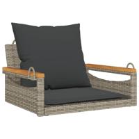 Schommelbank met kussens 63x62x40 cm poly rattan grijs - thumbnail