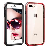 2 in 1 TPU + PC effen kleurcombinatie Case voor iPhone 6/7/8 (zwart + rood) - thumbnail