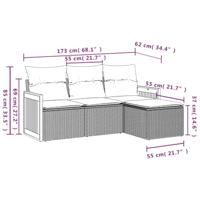 4-delige Loungeset met kussens poly rattan grijs - thumbnail