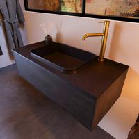 Badkamermeubelset Mondiaz Erin 100 cm met 1 Lade met RIDGE Wastafel Midden Urban met 1 kraangat Greeploos Mat Antracite - thumbnail