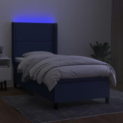 Boxspring met matras en LED stof blauw 100x200 cm - thumbnail