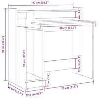 Bureau met plank Zwart eiken 97 x 45 x 90 cm Bewerkt hout - thumbnail