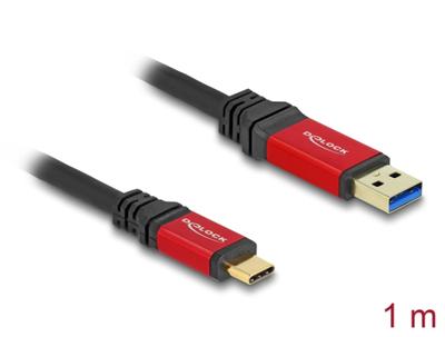 Delock USB-kabel USB-A stekker, USB-C stekker 1.00 m Zwart, Rood 80617 - thumbnail