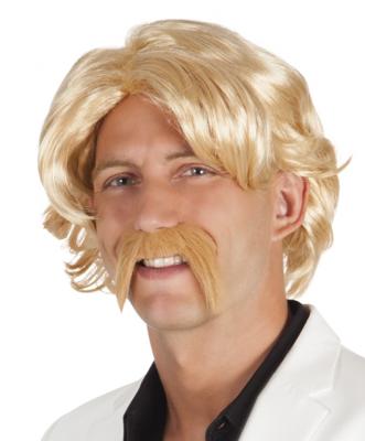 Boland Blonde pruik met snor