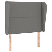 Hoofdbord met randen 83x23x118/128 cm stof donkergrijs - thumbnail