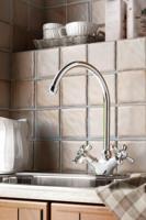 Keukenkraan Hotbath Amice Rond Glans Chroom 2 Greeps Messing Draaibare Uitloop - thumbnail