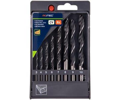Rotec 8 dlg. Machinale houtborenset 3,0-10,0 mm - 9001051 - 900.1051 Rotec 8 dlg. Machinale houtborenset 3,0-10,0 mm - 9001051 - 900.1051