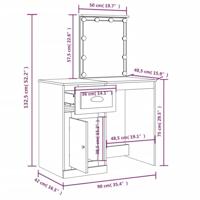 Kaptafel met LED-verlichting 90x42x132,5 cm wit - thumbnail