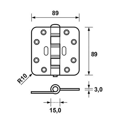 AXA Scharnier Smart Easyfix met ronde hoek 89x89x3 Zwart