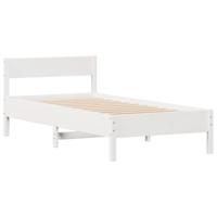 Bedframe zonder matras massief grenenhout wit 75x190 cm - thumbnail