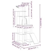 VidaXL Kattenmeubel met sisal krabpalen 166 cm lichtgrijs - thumbnail