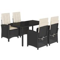5-delige Tuinset met kussens poly rattan zwart - thumbnail