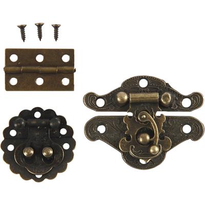 Creativ Company Mini beslag, afm 30-35 mm, antiek goud, 10 set/ 1 doos - thumbnail