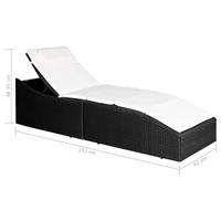 Ligbed met kussen poly rattan zwart - thumbnail