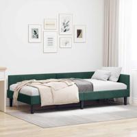 Hoekbedframe Donkergroen 90 x 200 cm Velvet en Engineered hout - thumbnail