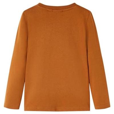 Kindershirt met lange mouwen dinosaurusprint 116 cognackleurig