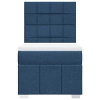 Boxspring met matras stof blauw 100x200 cm - thumbnail