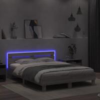 Bedframe met hoofdeinde en LED grijs sonoma eiken 150x200 cm - thumbnail