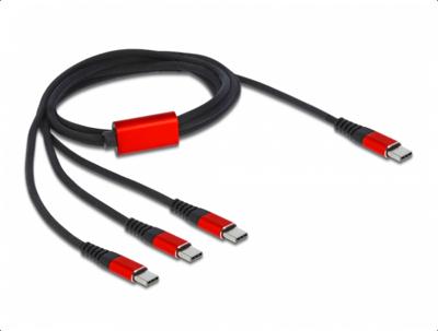 Delock USB-laadkabel USB 2.0 USB-C stekker, USB-C stekker, USB-C stekker, USB-C stekker 1.00 m Zwart, Rood 86713