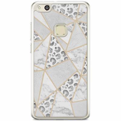 Huawei P10 Lite siliconen hoesje - Stone & leopard print