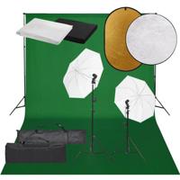 Fotostudioset met verlichtingsset, achtergrond en reflector - thumbnail