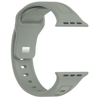 By Qubix - Square siliconen band - Grijsgroen licht - Compatible met Apple Watch 38mm / 40mm / 41mm / 42mm - Compatible Apple watch bandjes