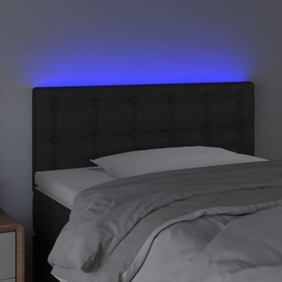 Hoofdbord LED 144x5x78/88 cm kunstleer zwart