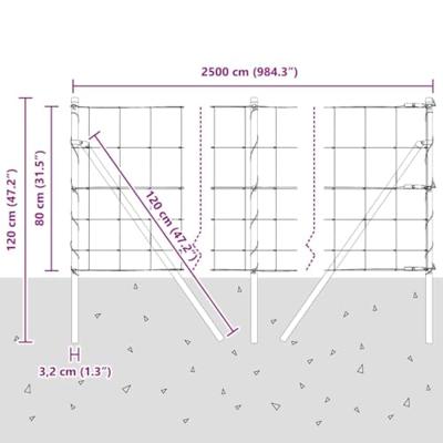 Weidehekwerk Zilver 25 x 0.8 m Gegalvaniseerd staal
